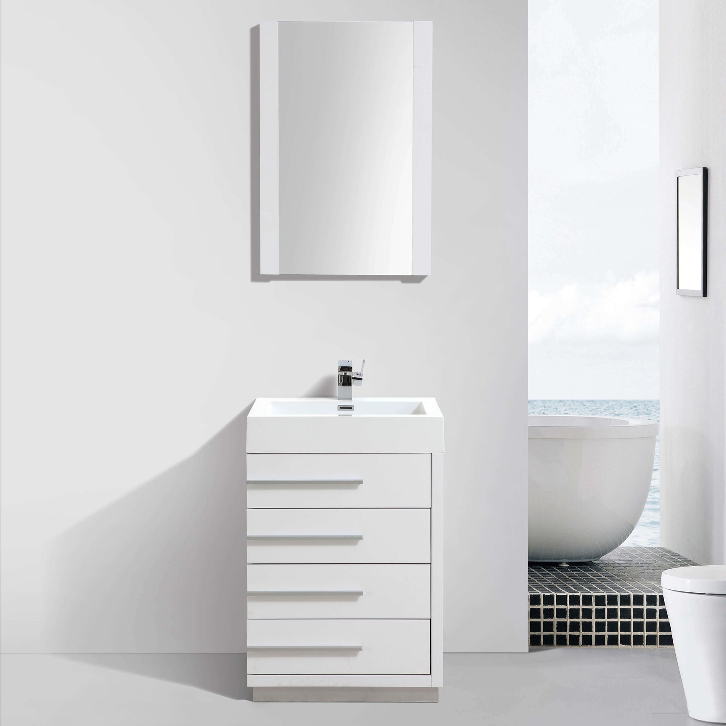 Barcelona Glossy White 30 Inch Vanity