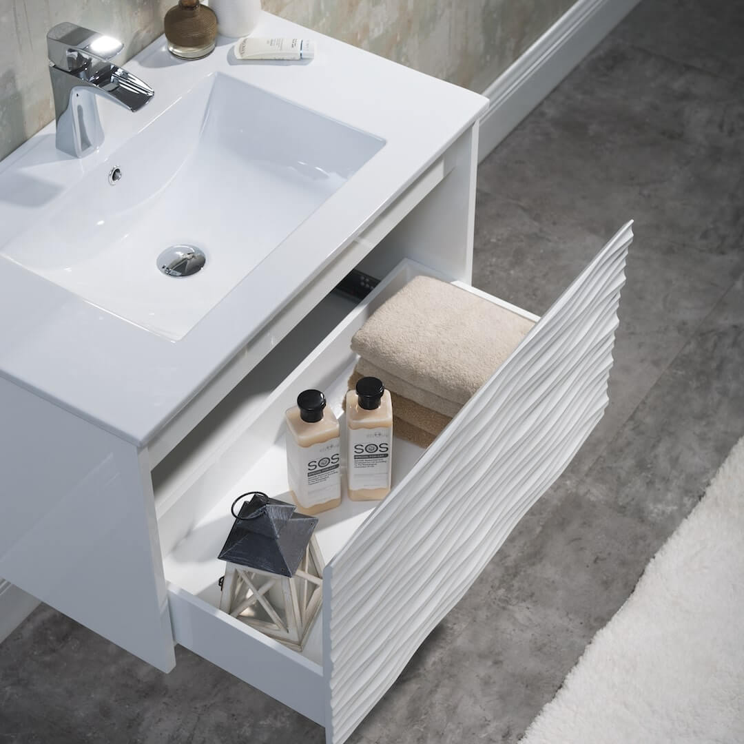 Paris 30 Inch Glossy White Vanity