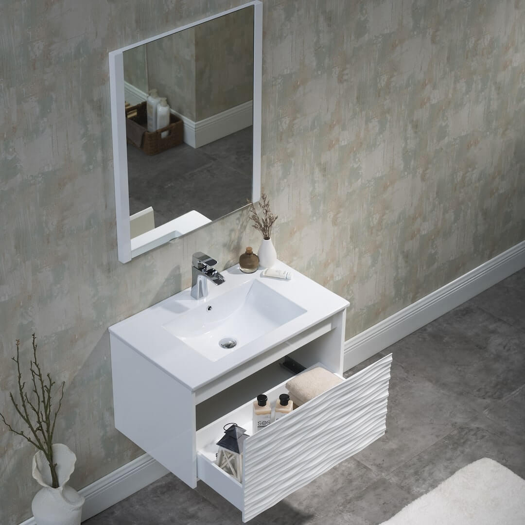 Paris 30 Inch Glossy White Vanity