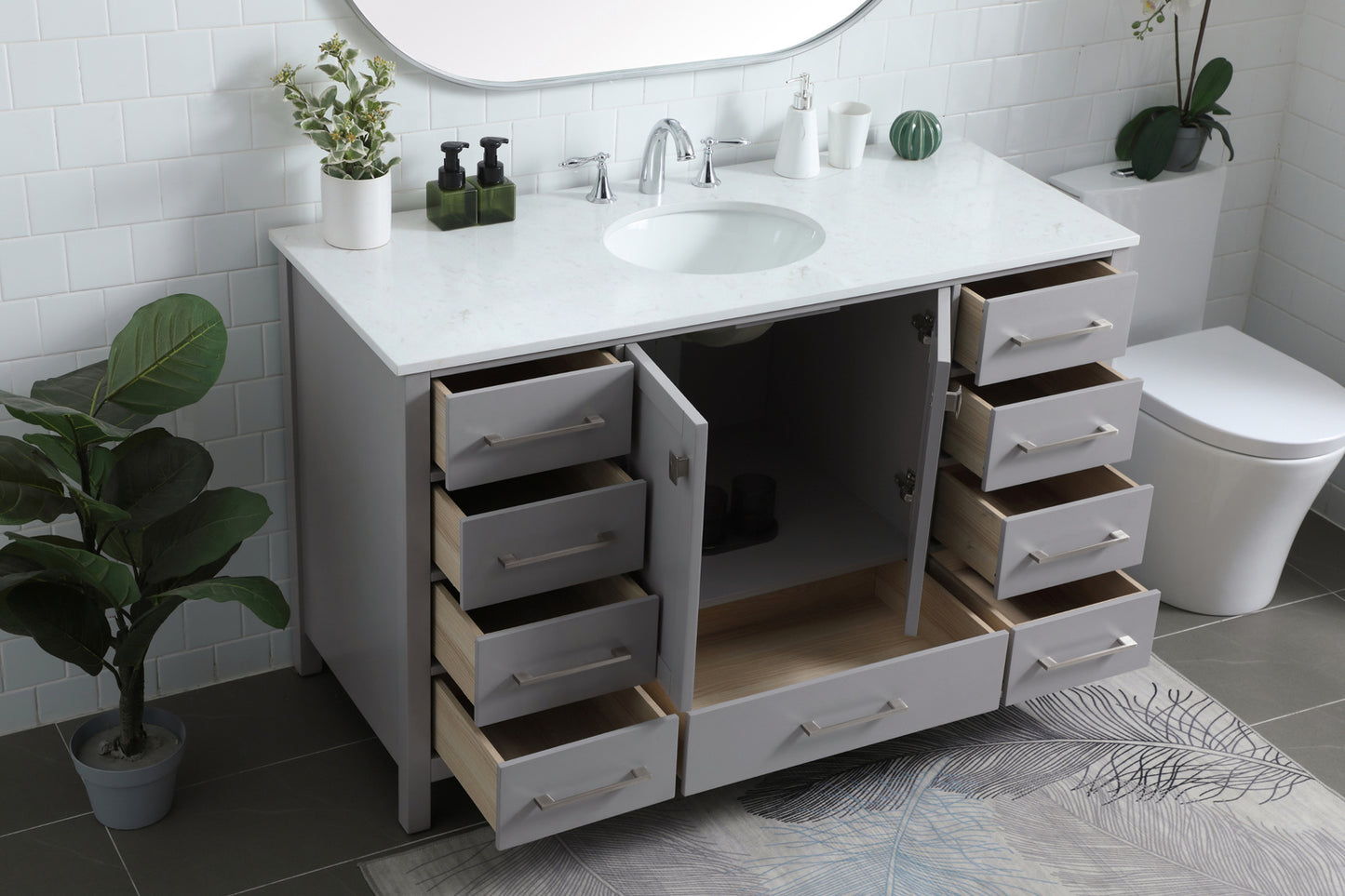 Irene Vanity Cabinet 9Dw2Dr 54x22x34 Grey VF18854GR