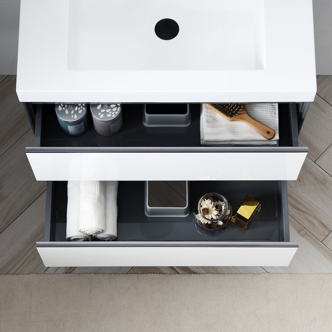 Berlin – 24 Inch Vanity with Sink – Glossy White & Glossy Grey