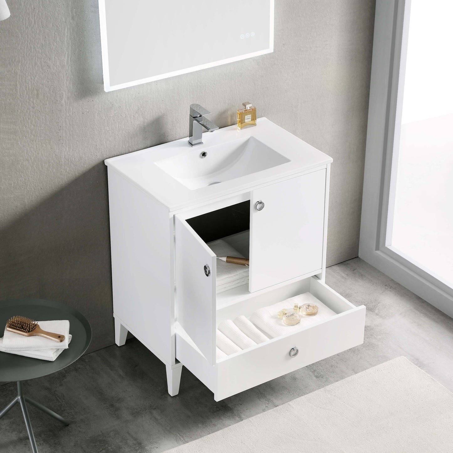 Lyon Matte White 30 Inch Vanity