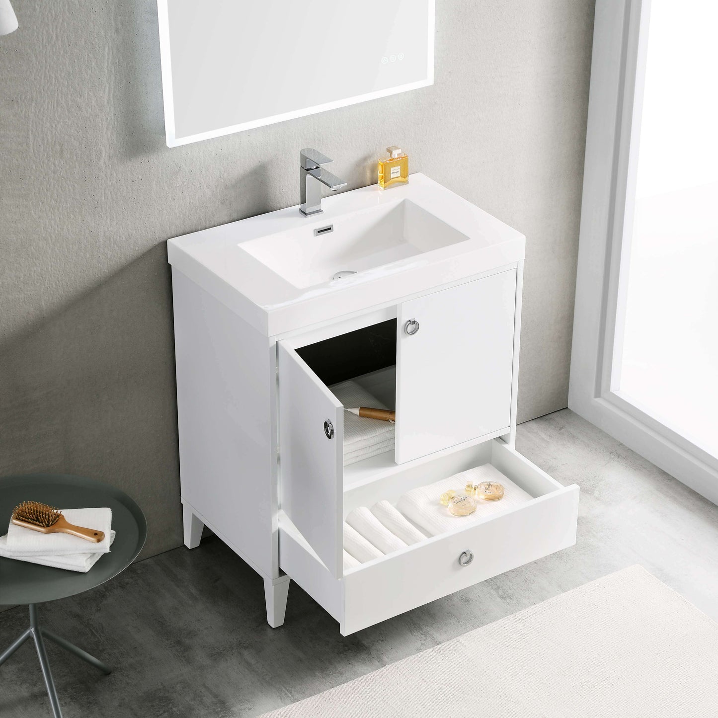 Lyon Matte White 30 Inch Vanity