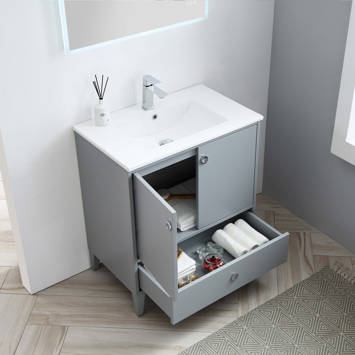 Lyon Metal Gray 30 Inch Vanity