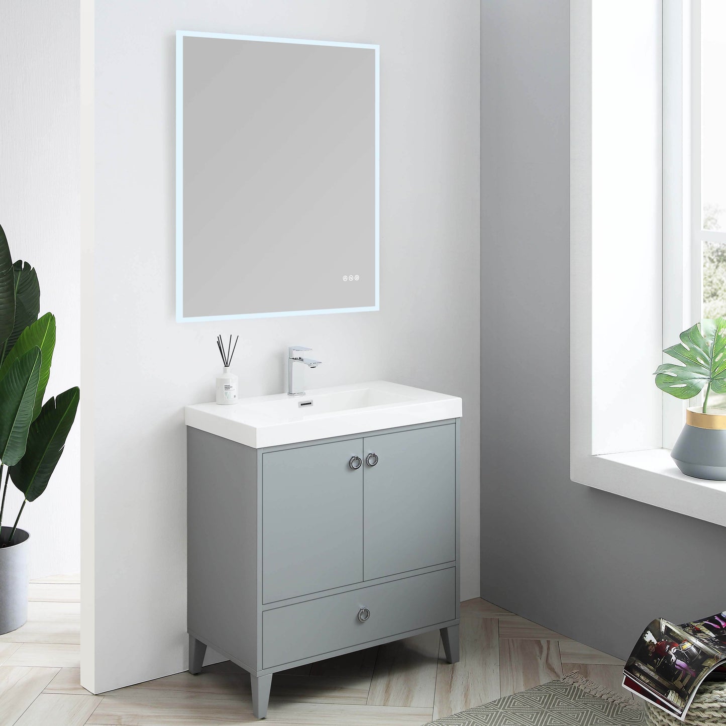 Lyon Metal Gray 30 Inch Vanity