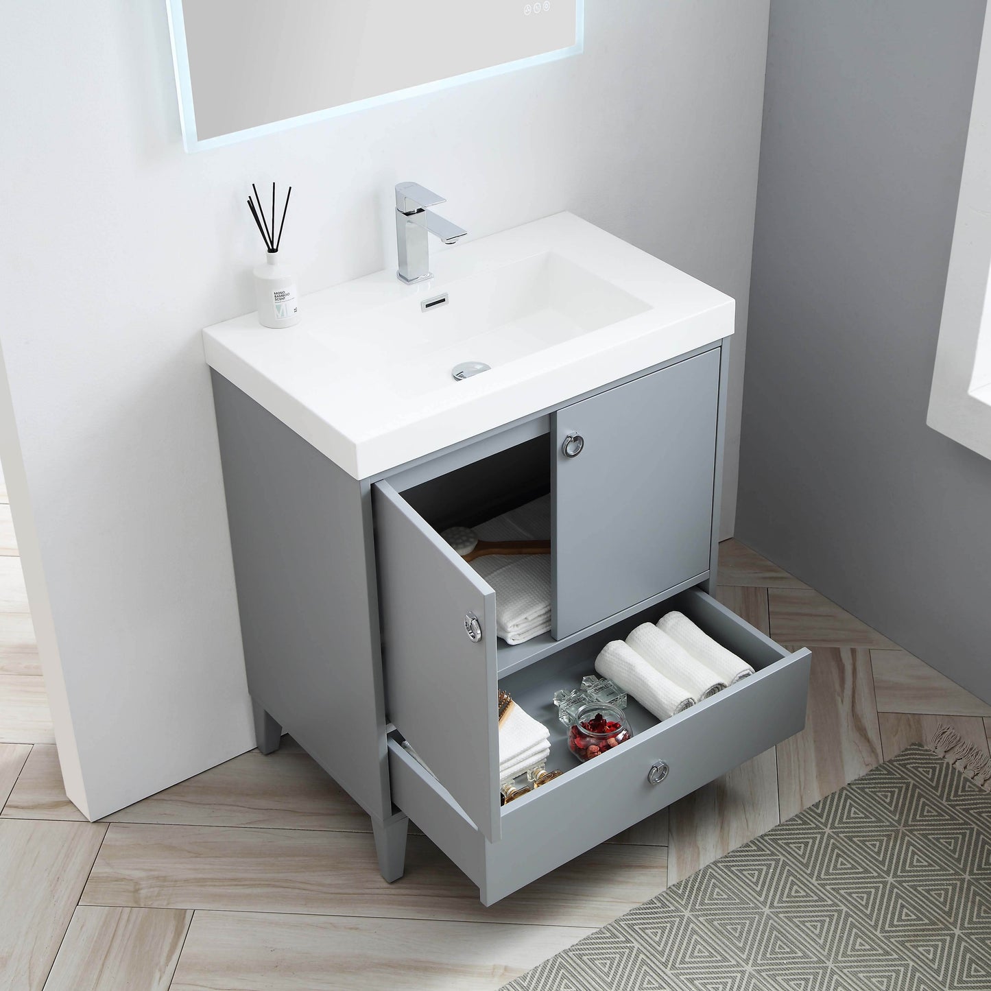 Lyon Metal Gray 30 Inch Vanity