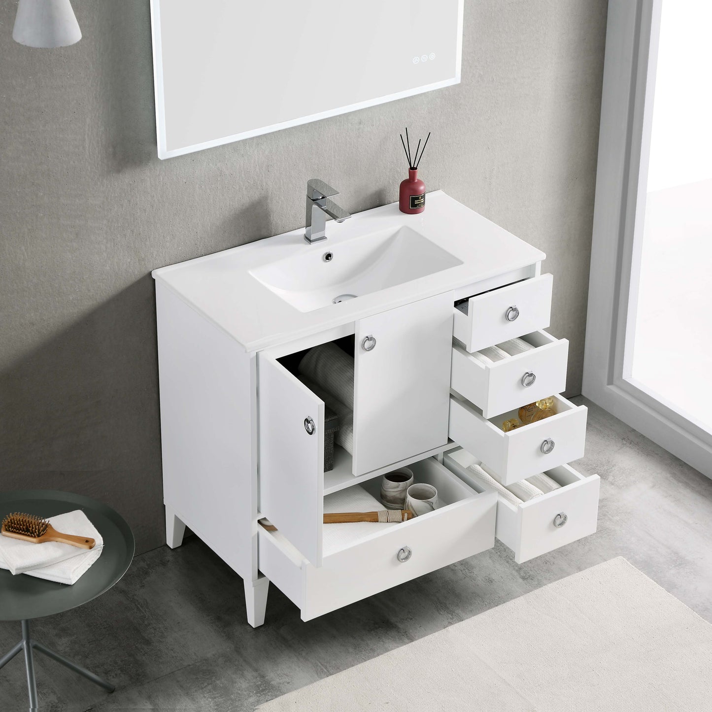 Lyon Matte White 36 Inch Vanity