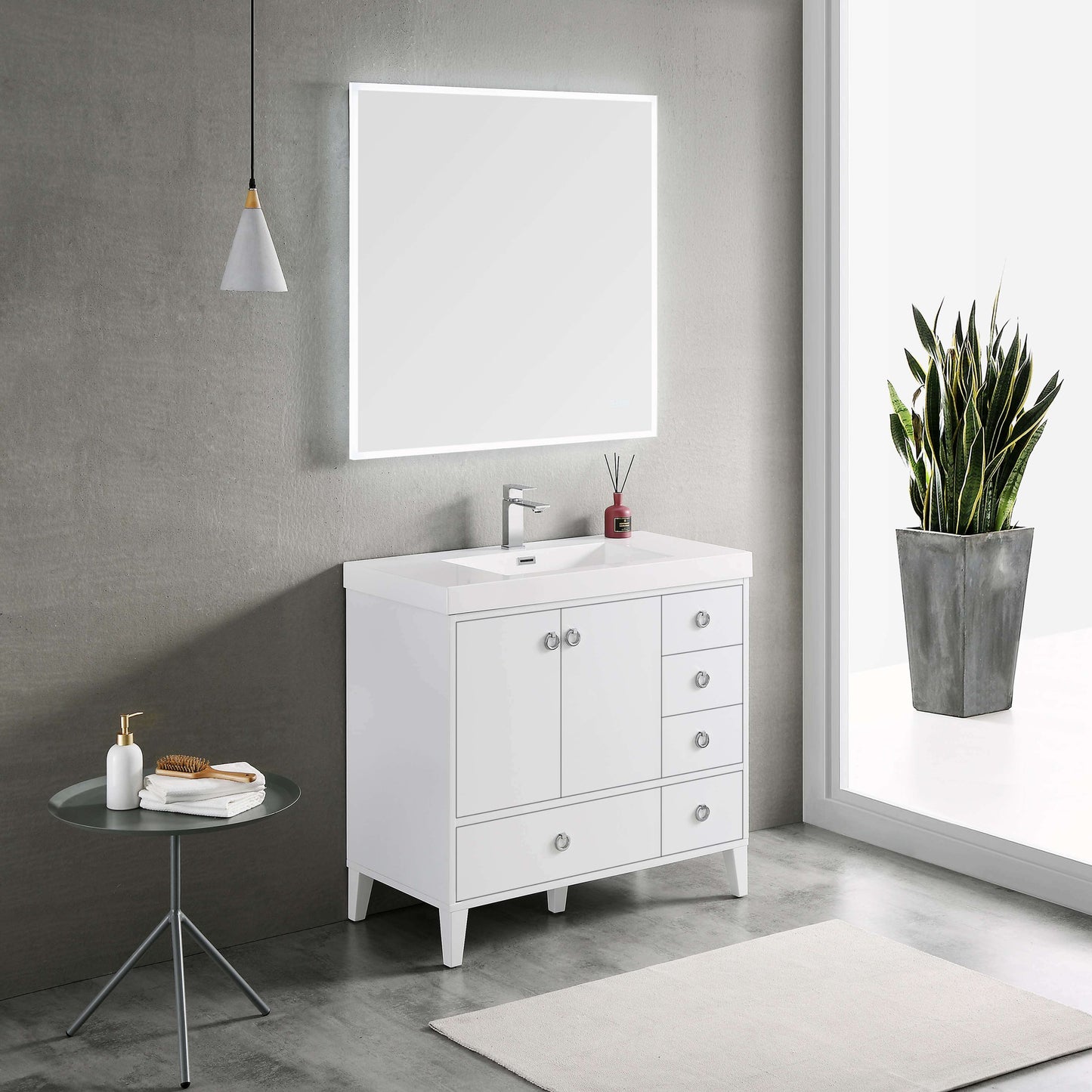 Lyon Matte White 36 Inch Vanity