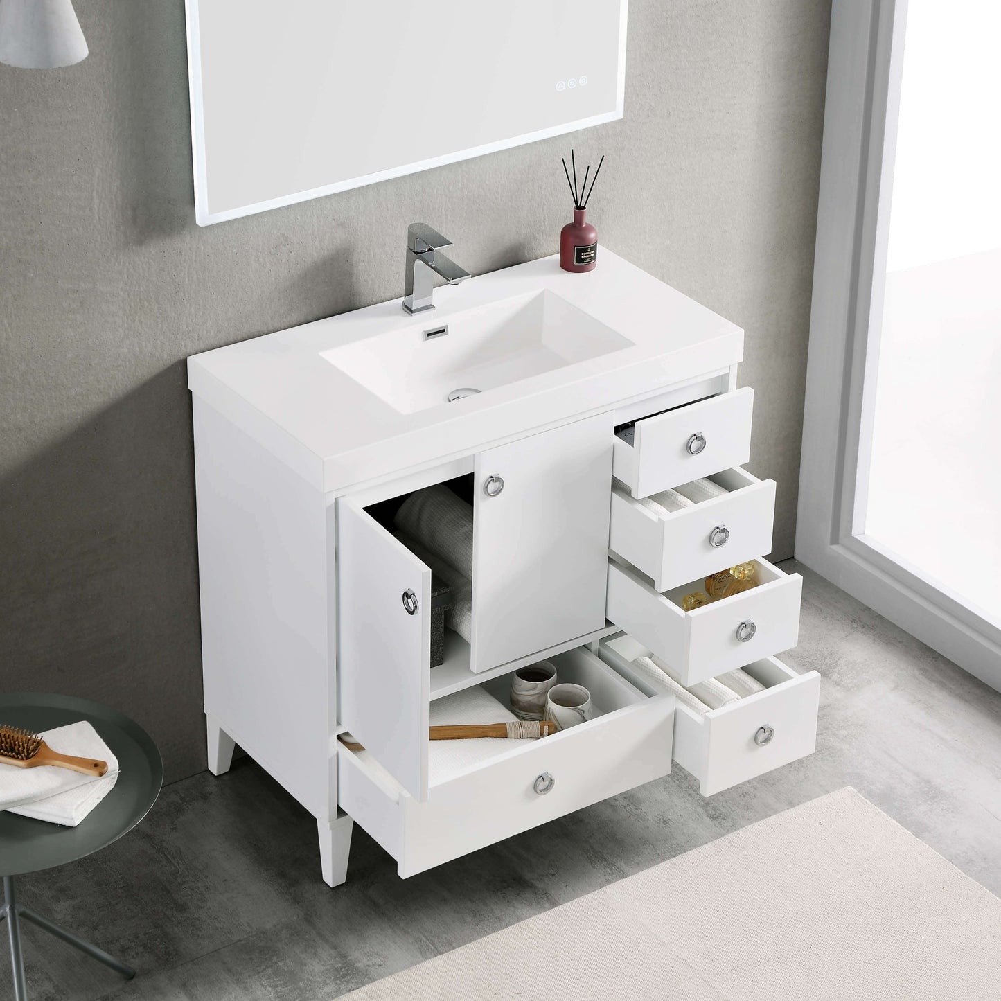 Lyon Matte White 36 Inch Vanity
