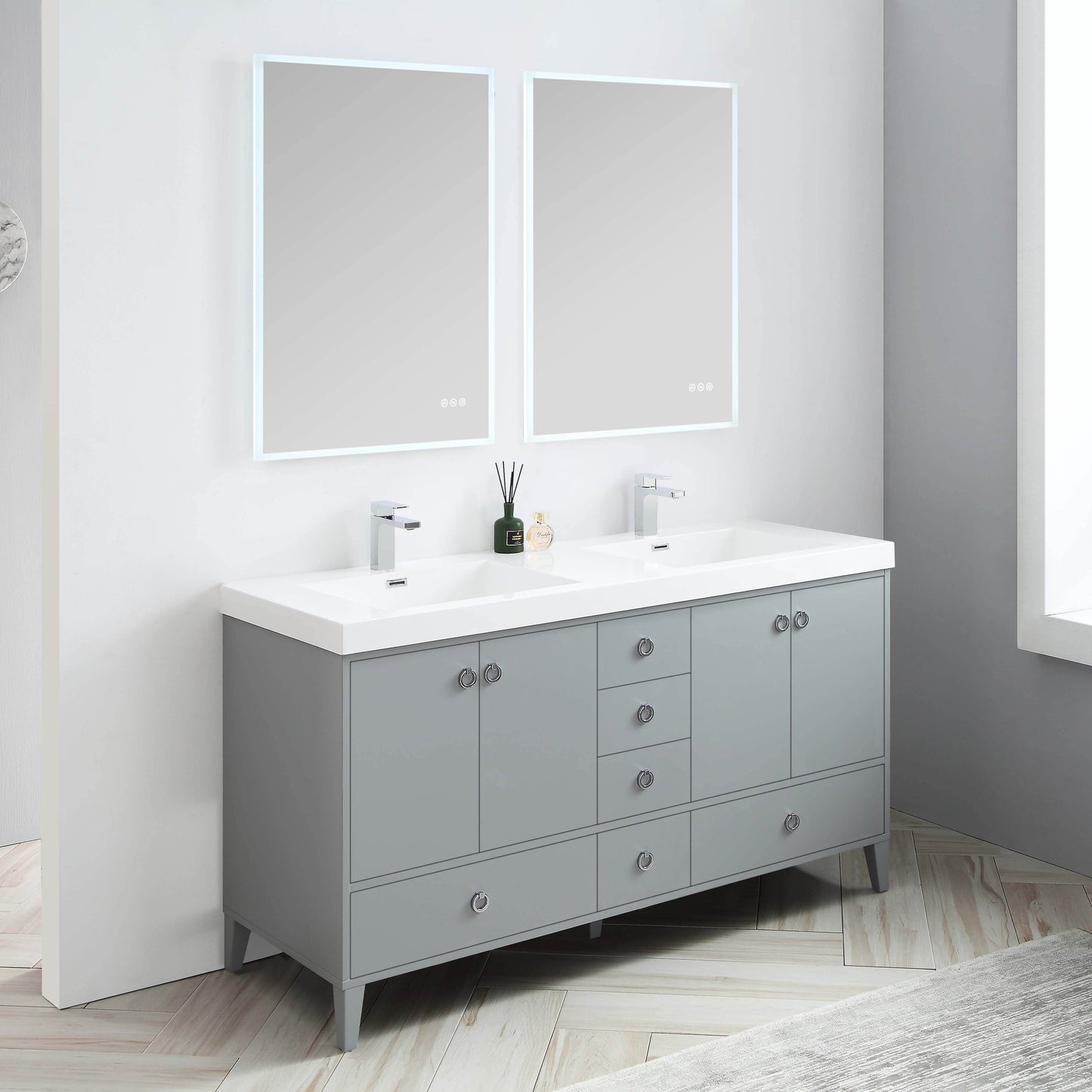 Lyon Metal Gray 60 Inch Vanity