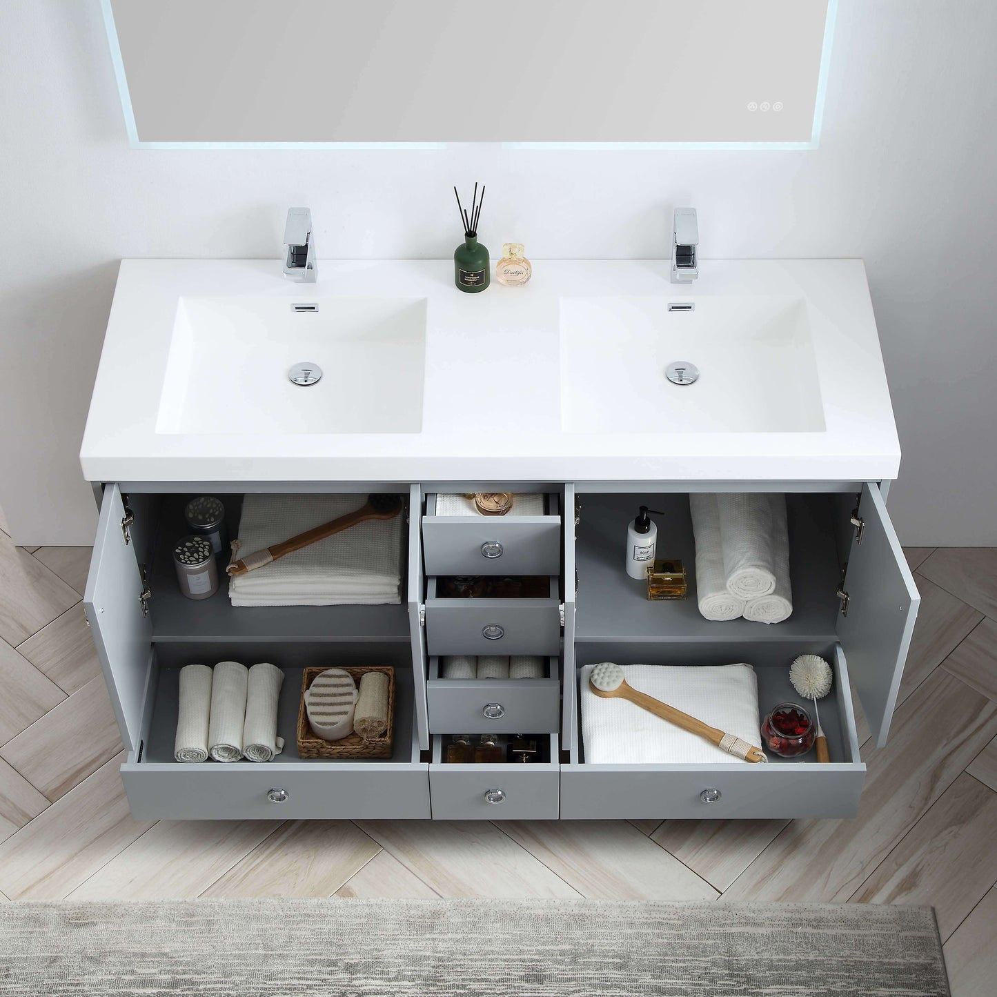 Lyon Metal Gray 60 Inch Vanity