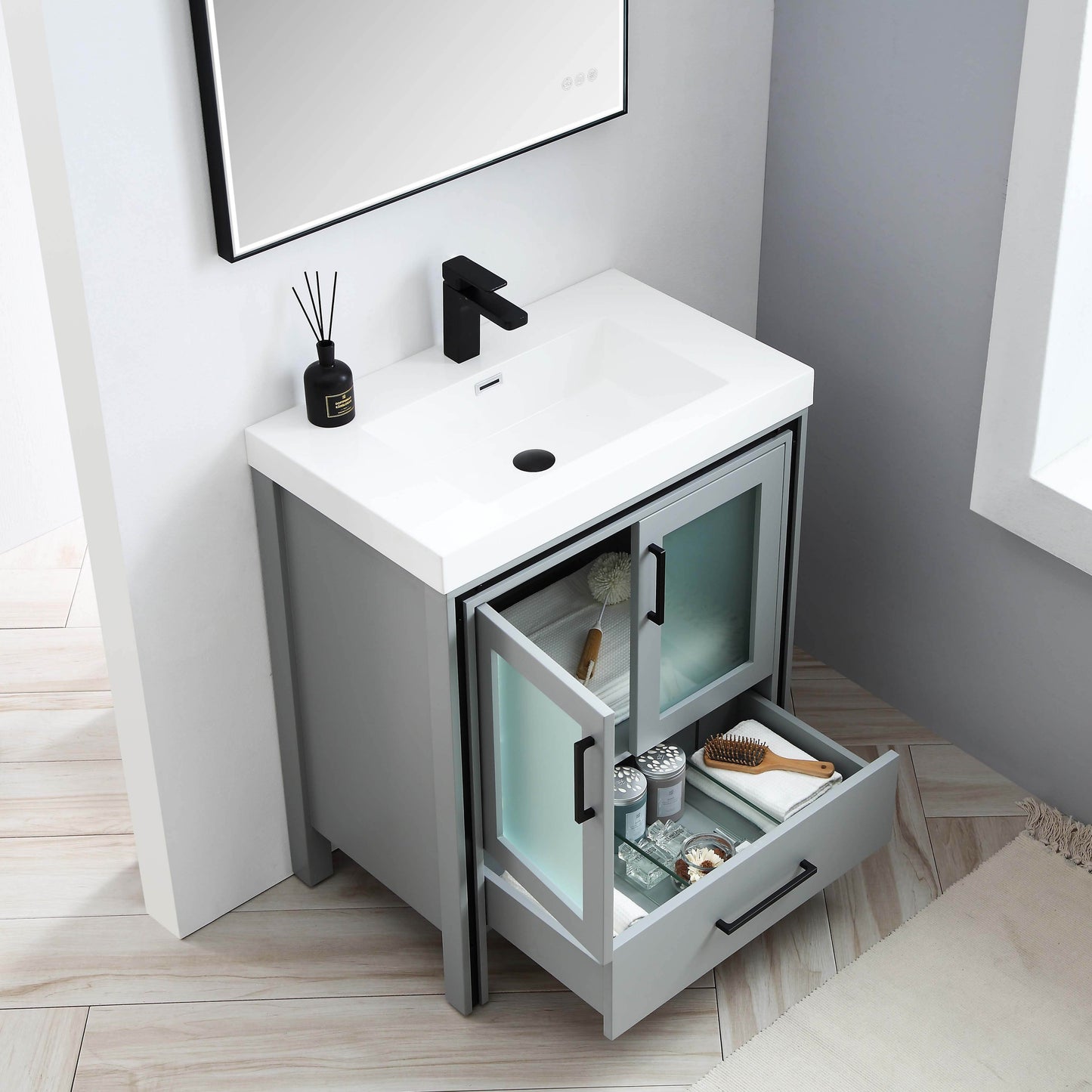 Birmingham 30 Inch Metal Grey Vanity