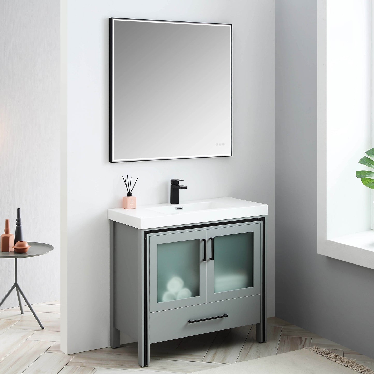 Birmingham 36 Inch Metal Grey Vanity
