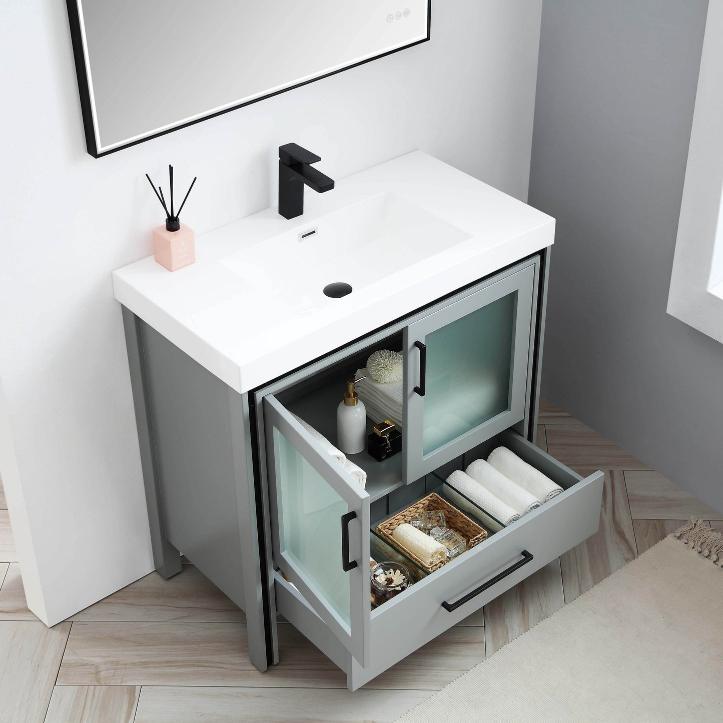 Birmingham 36 Inch Metal Grey Vanity