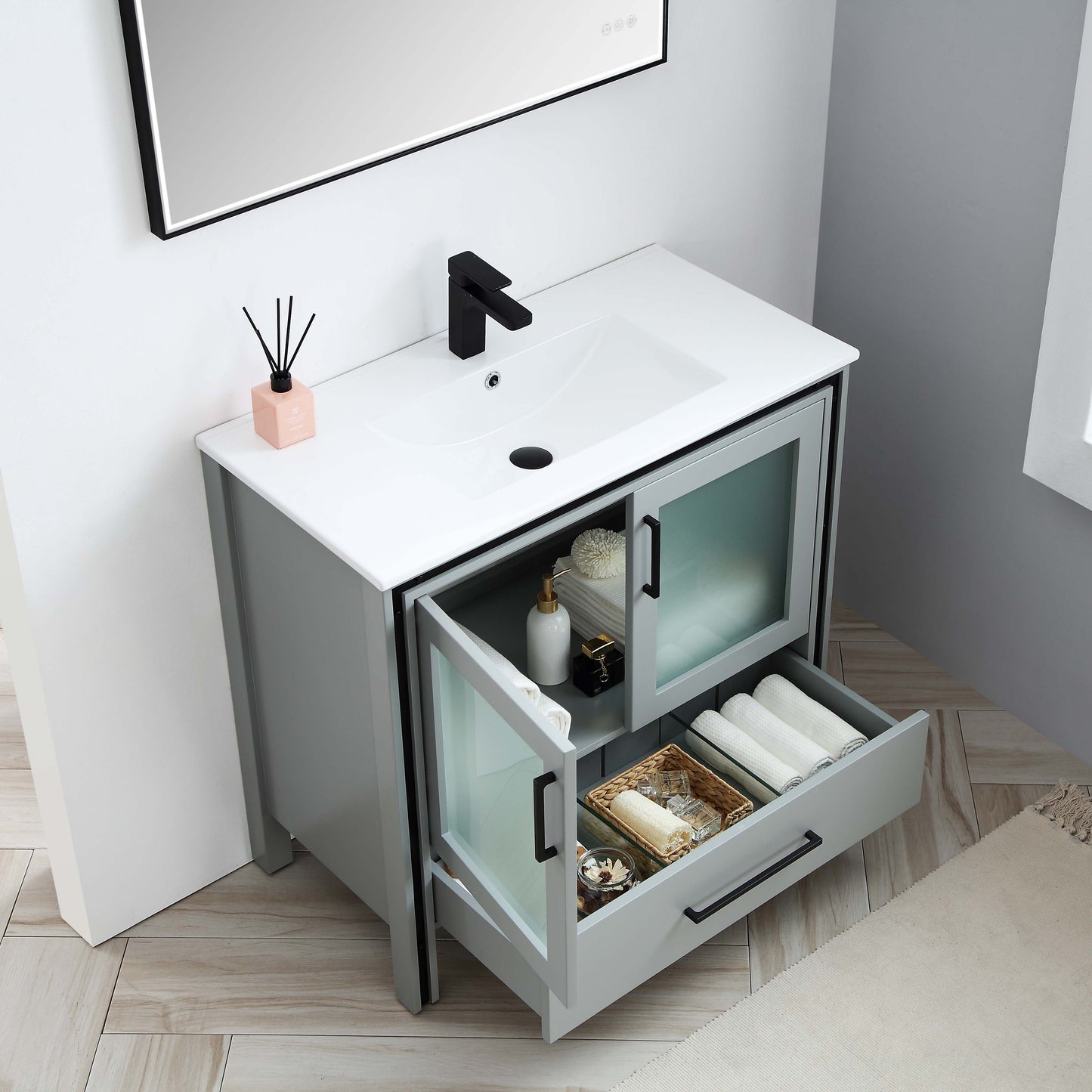 Birmingham 36 Inch Metal Grey Vanity