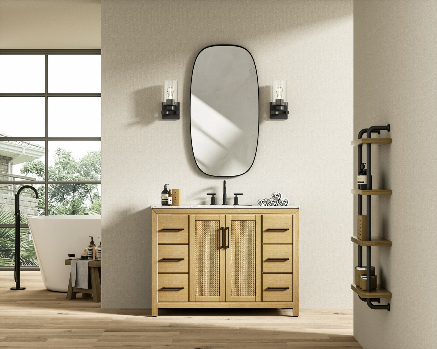 48 Inch Single Bathroom Vanity In Linen Oak VF29548LO