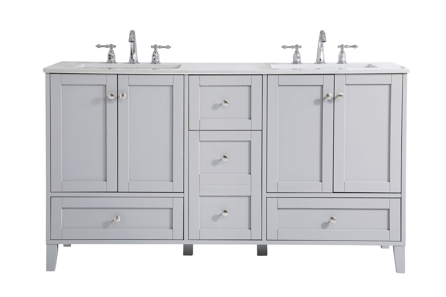 60 inch Double Bathroom Vanity in Grey VF18060DGR