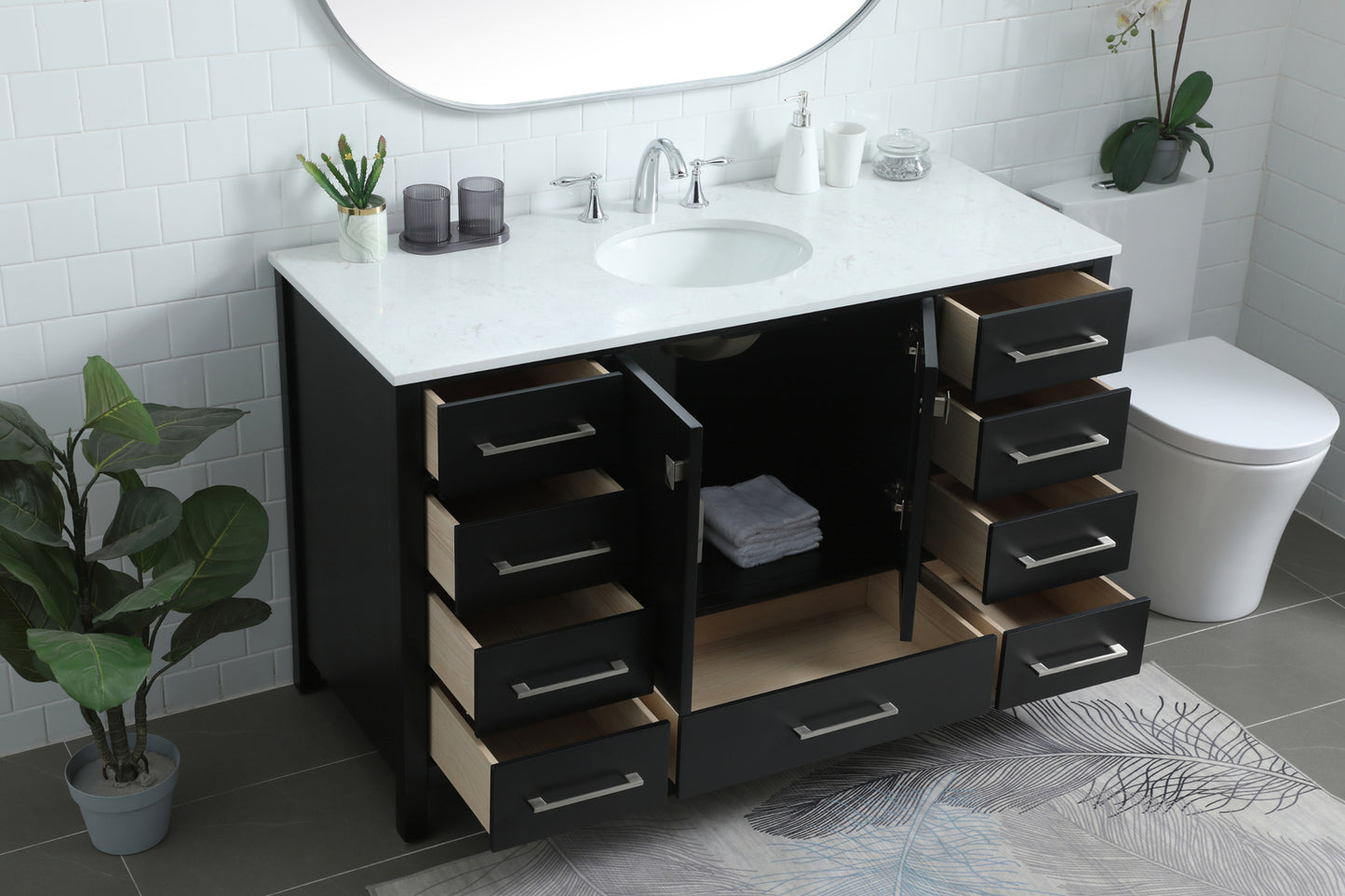 Irene Vanity Cabinet 9Dw2Dr 54x22x34 Black VF18854BK