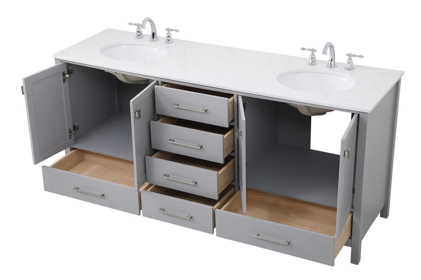 72 inch Double Bathroom Vanity in Gray VF18872DGR