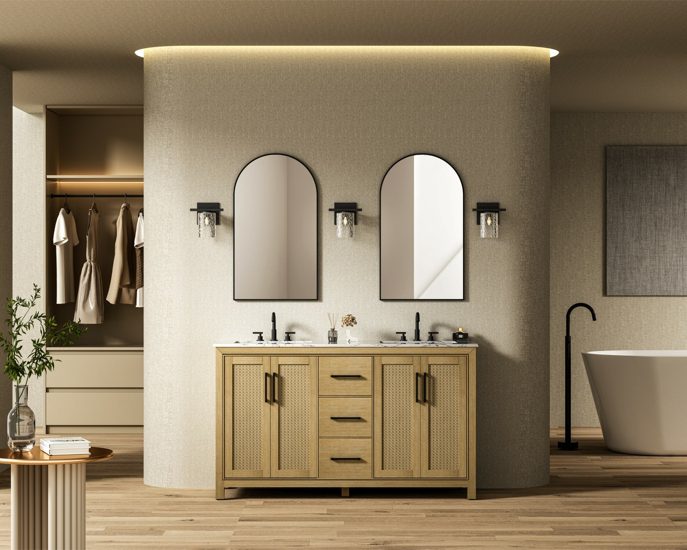 60 Inch Double Bathroom Vanity In Linen Oak VF29560DLO