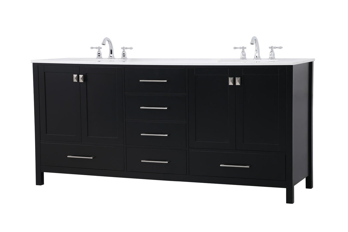 72 inch Double Bathroom Vanity in Black VF18872DBK