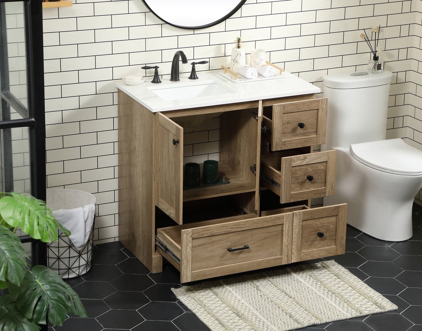 36 inch Single bathroom vanity in natural oak VF2836NT