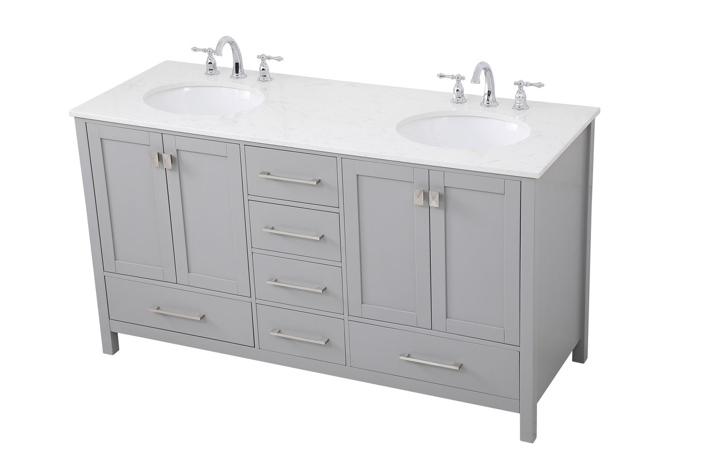 60 inch Double Bathroom Vanity in Gray VF18860DGR