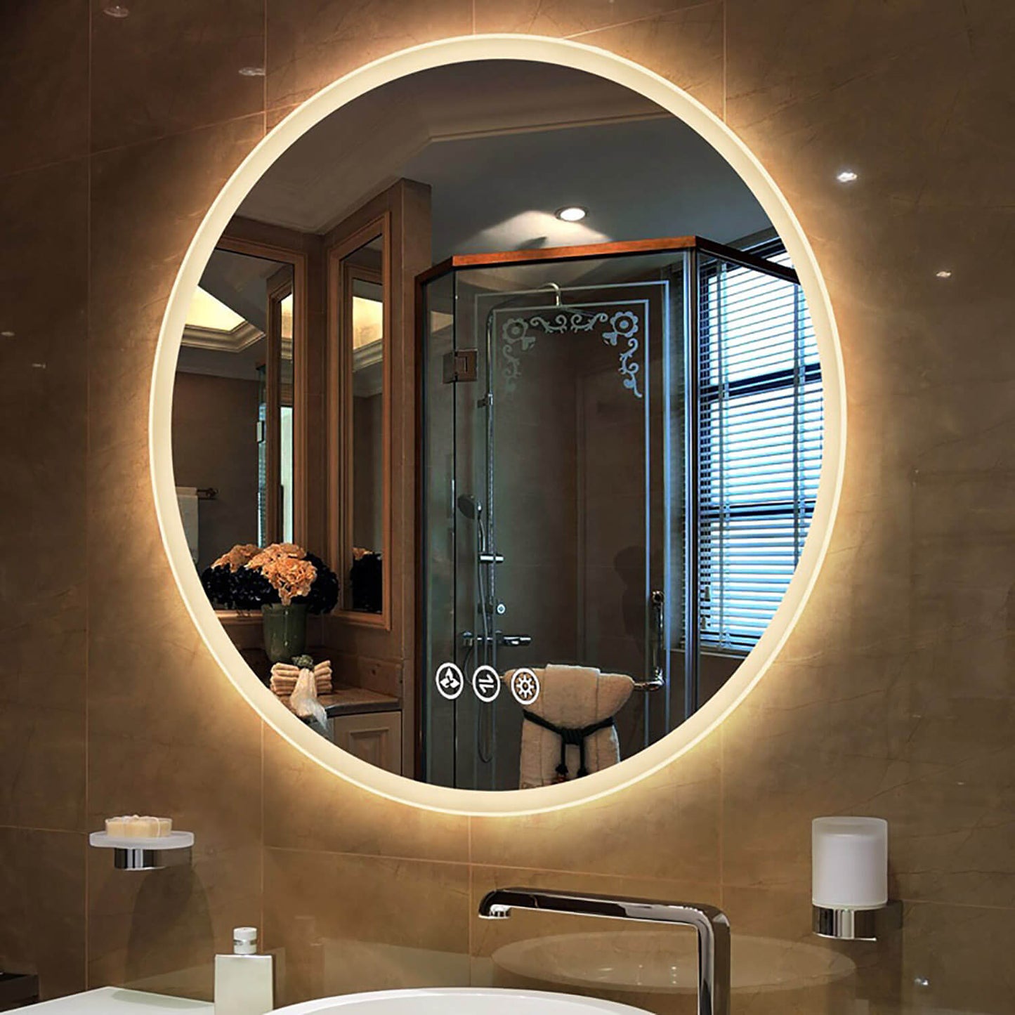 Orion - Round LED Mirror Frosted Side