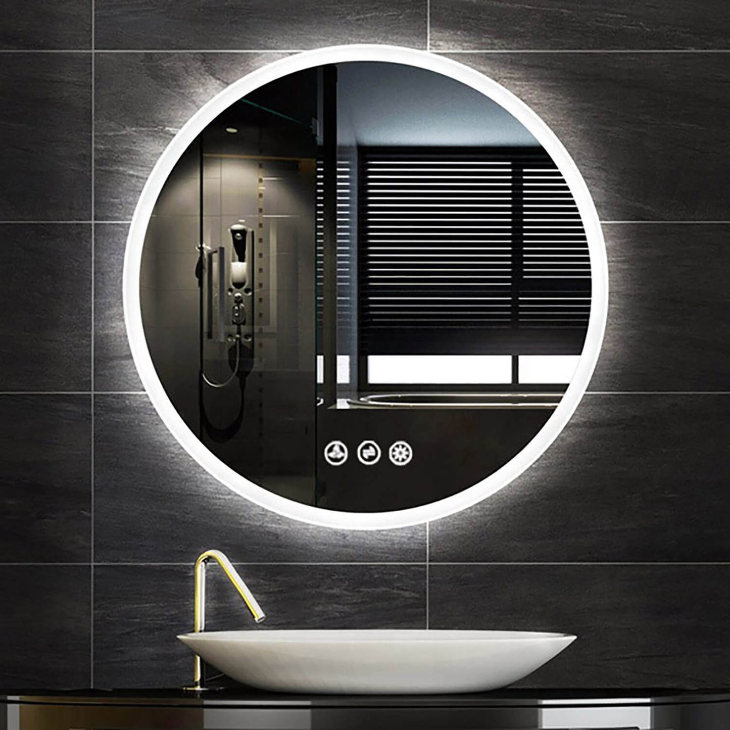 Orion - Round LED Mirror Frosted Side