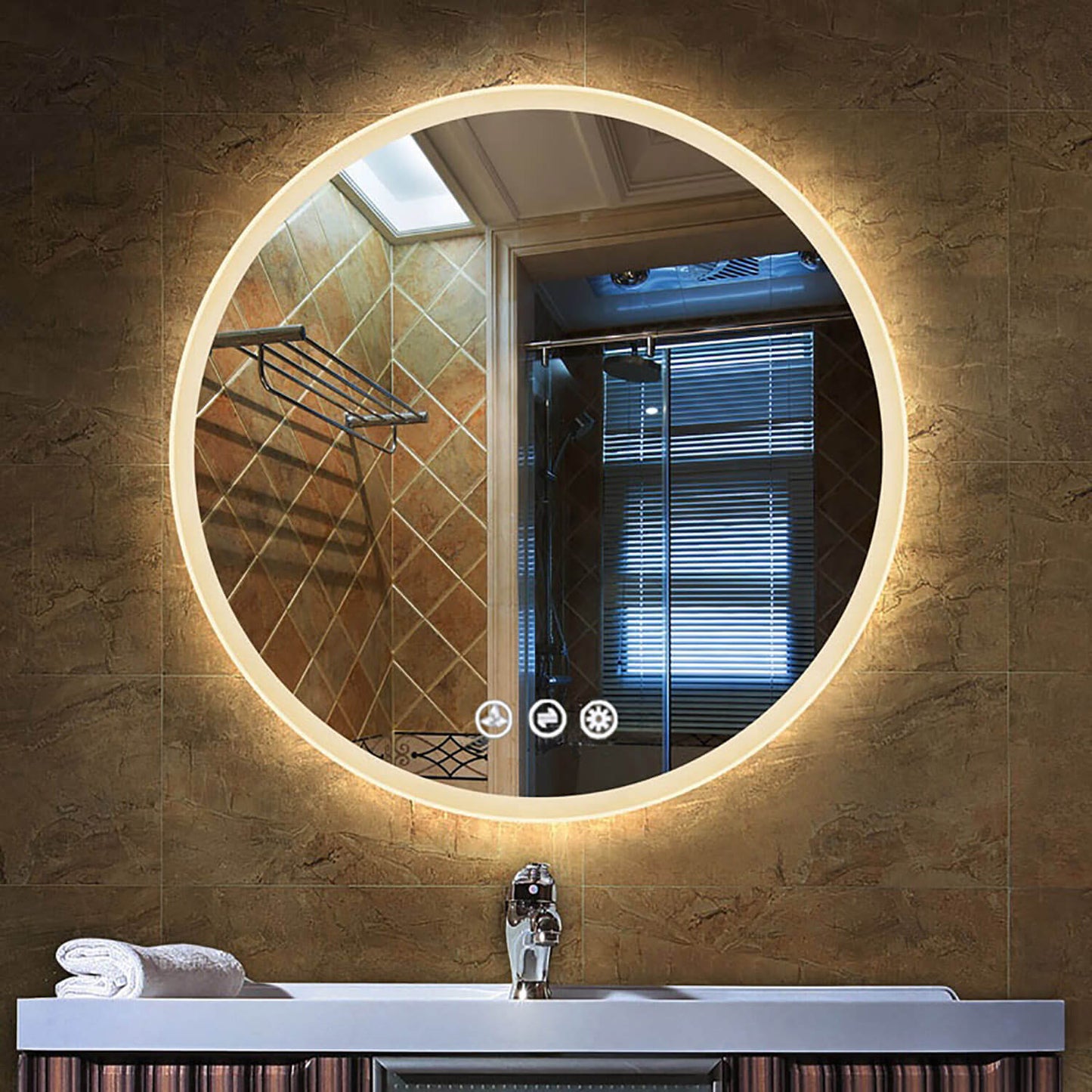 Orion - Round LED Mirror Frosted Side