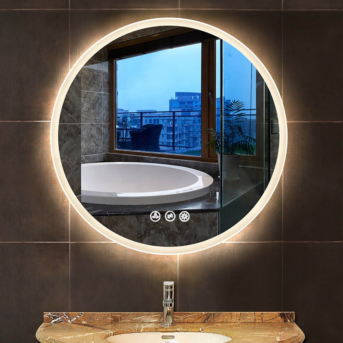 Orion - Round LED Mirror Frosted Side