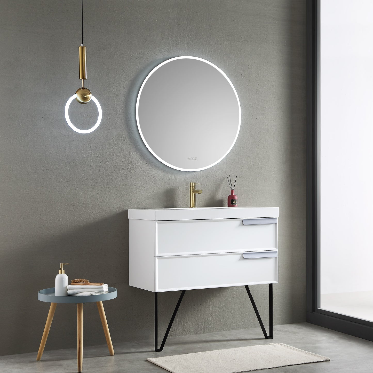Orion - Round LED Mirror Frosted Side
