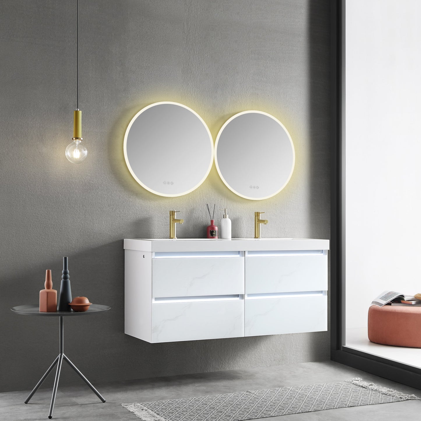 Orion - Round LED Mirror Frosted Side