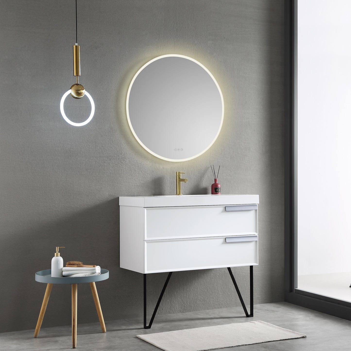 Orion - Round LED Mirror Frosted Side
