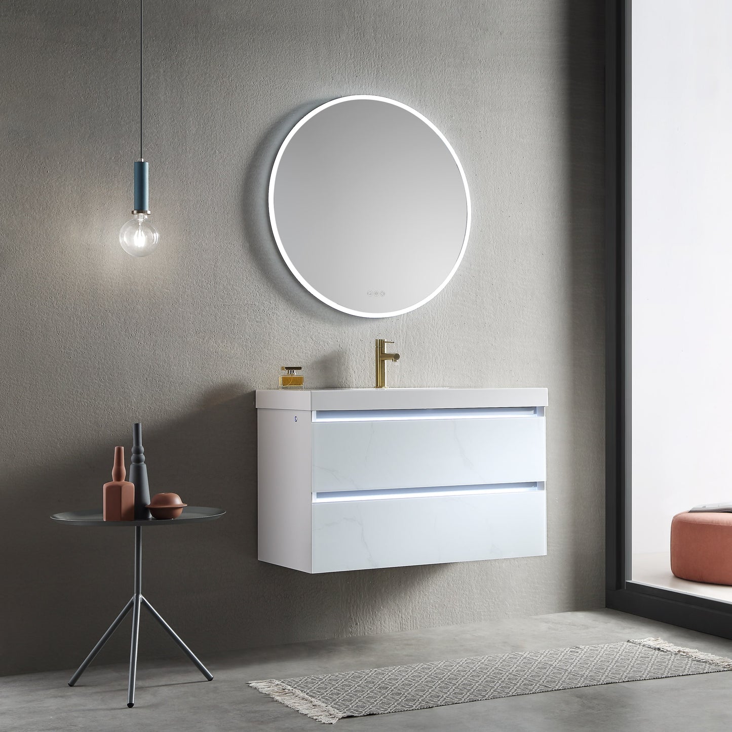 Orion - Round LED Mirror Frosted Side