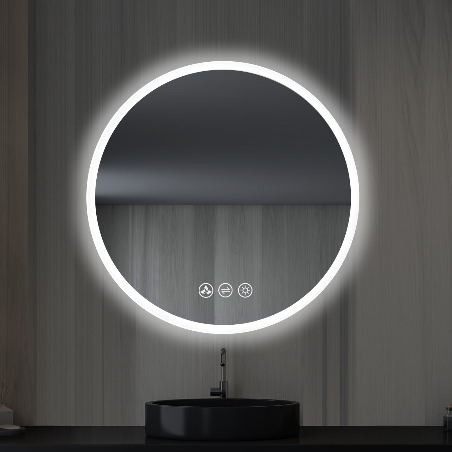 Orion - Round LED Mirror Frosted Side
