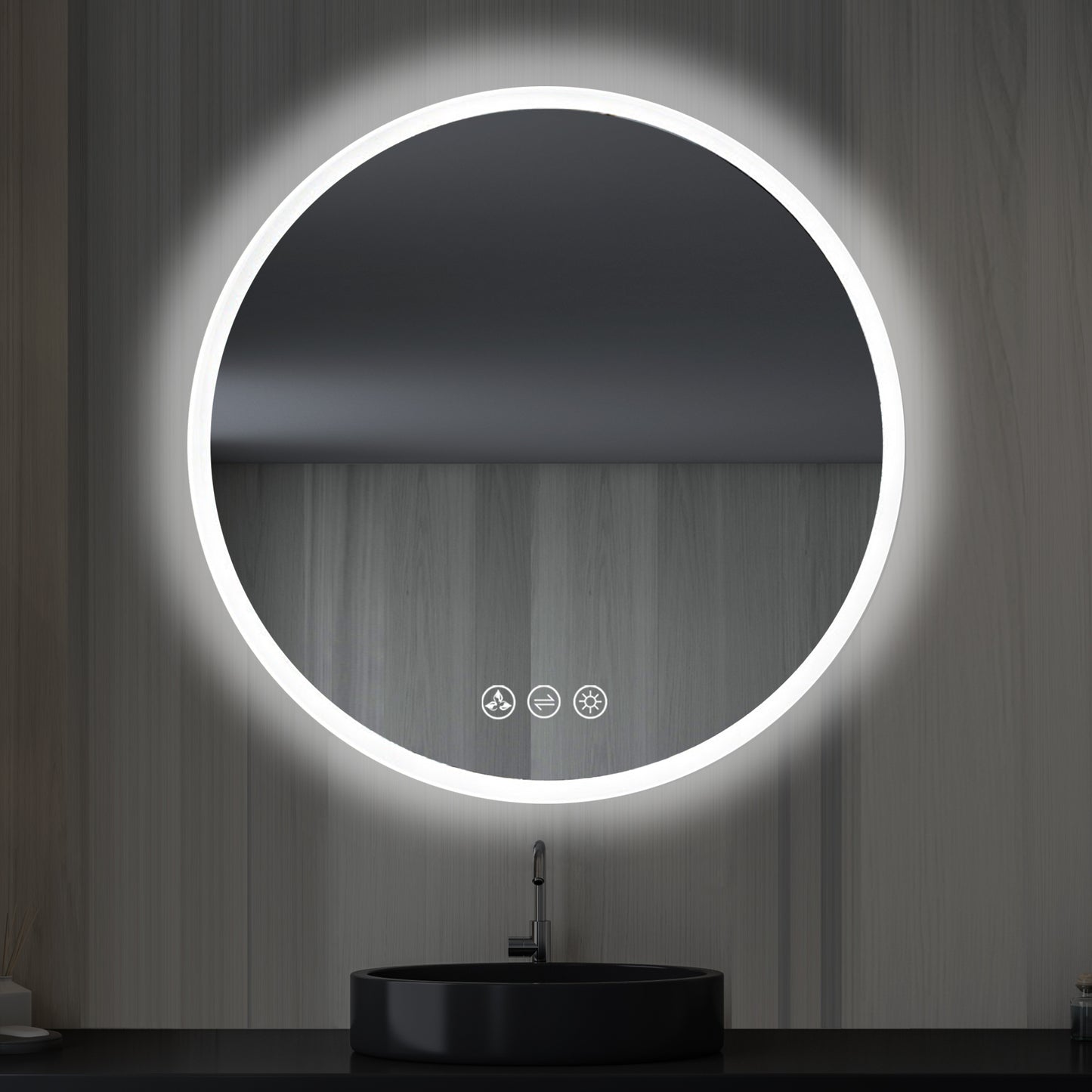 Orion - Round LED Mirror Frosted Side