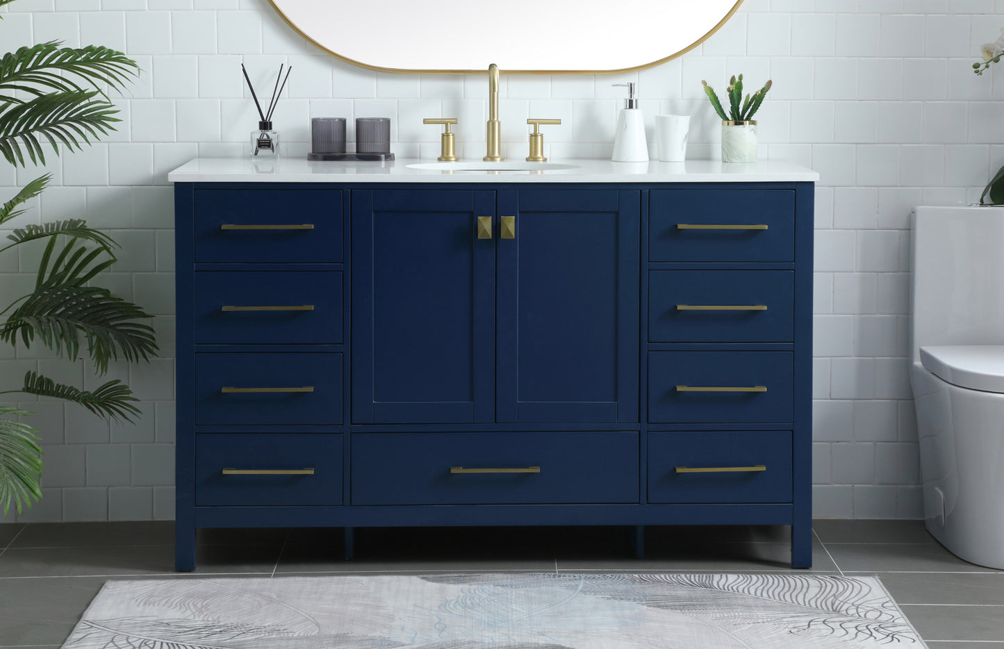 Irene Vanity Cabinet 9Dw2Dr 54x22x34 Blue VF18854BL