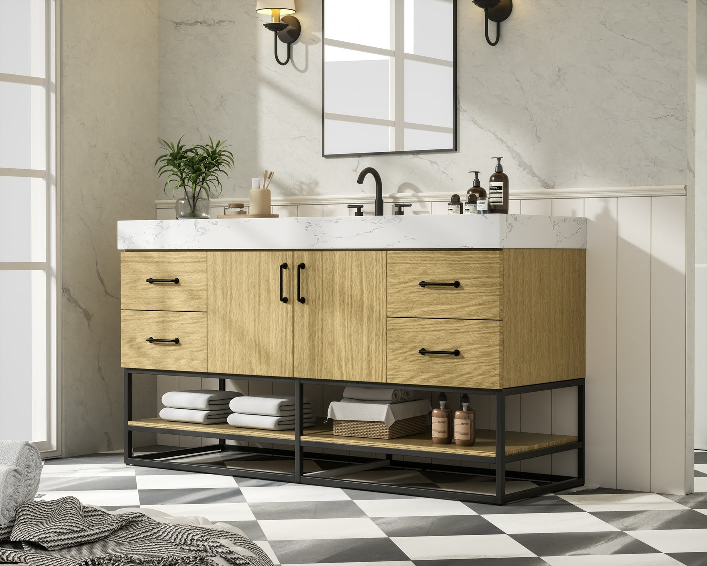 60 inch Single Bathroom Vanity in Honey Brown VF29260MHB