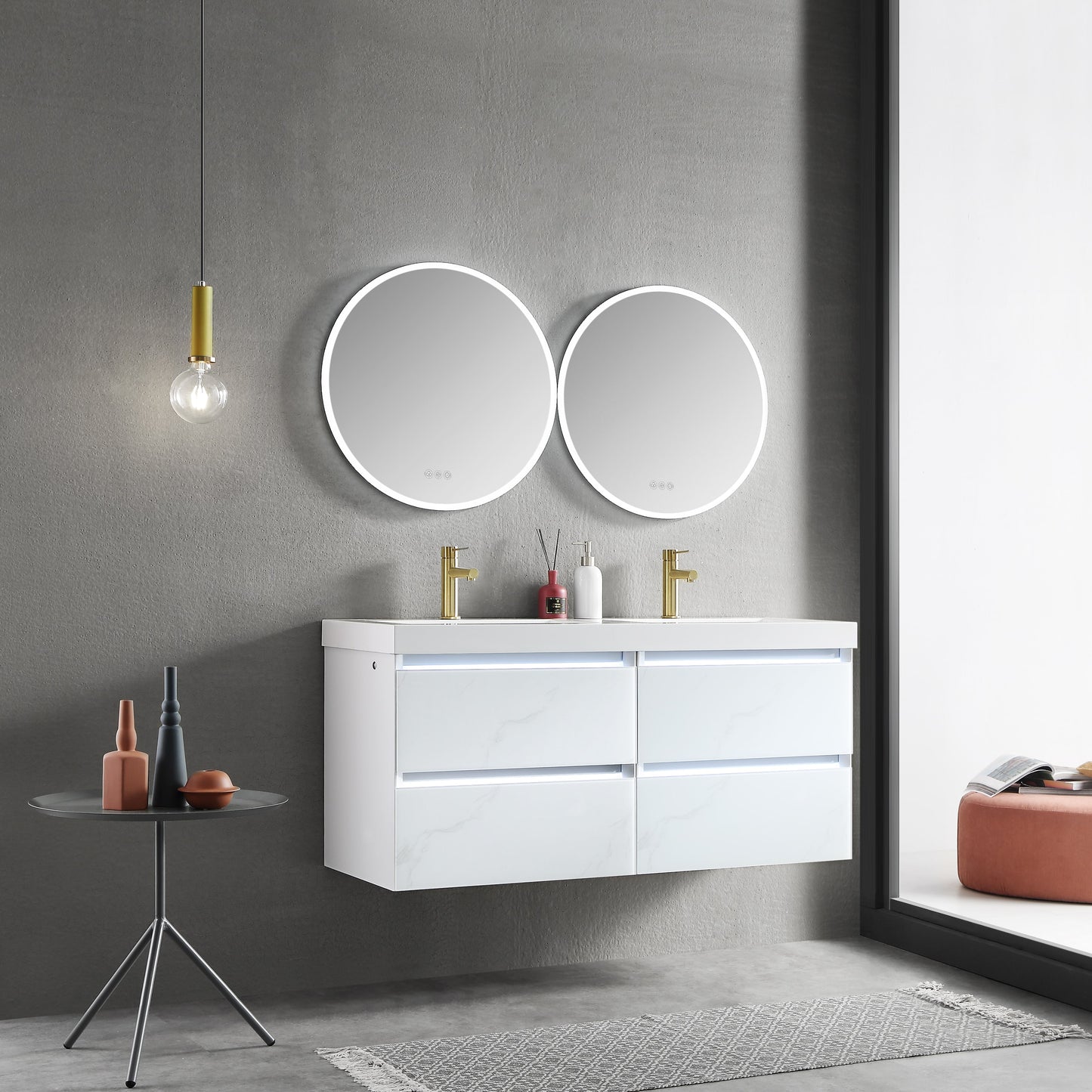 Orion - Round LED Mirror Frosted Side