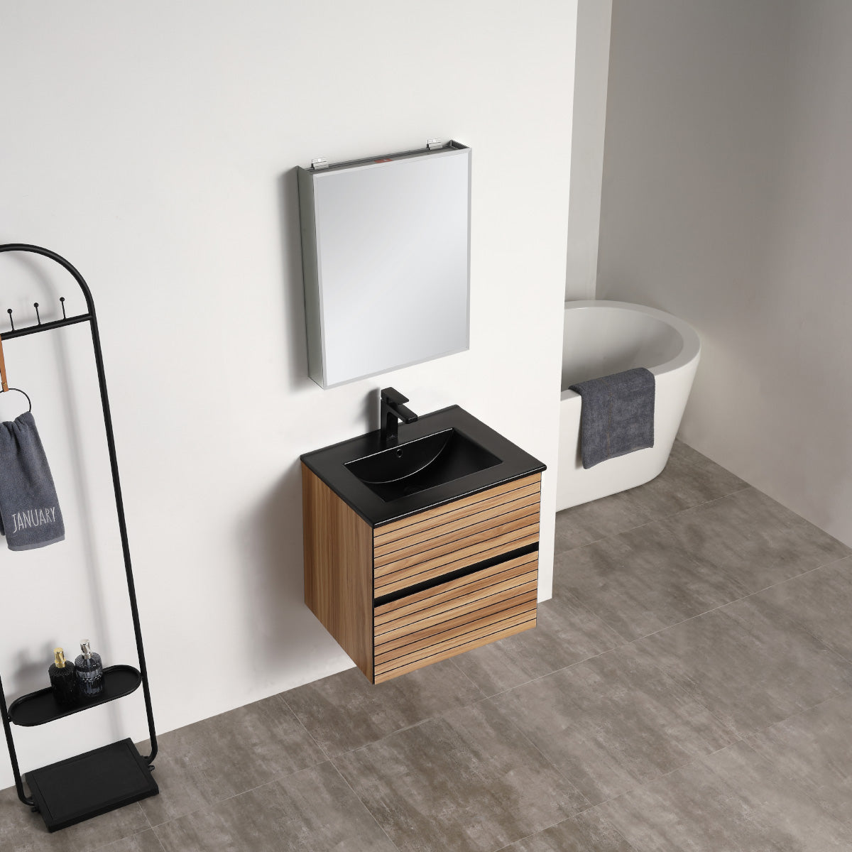 Annecy Maple Strip 24″ Vanity with Ceramic Top-Mount Basin