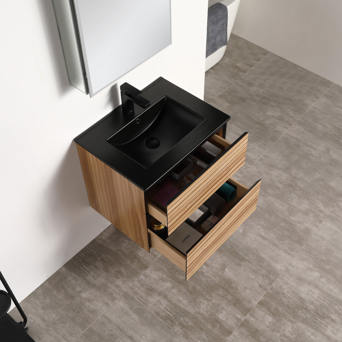 Annecy Maple Strip 24″ Vanity with Ceramic Top-Mount Basin