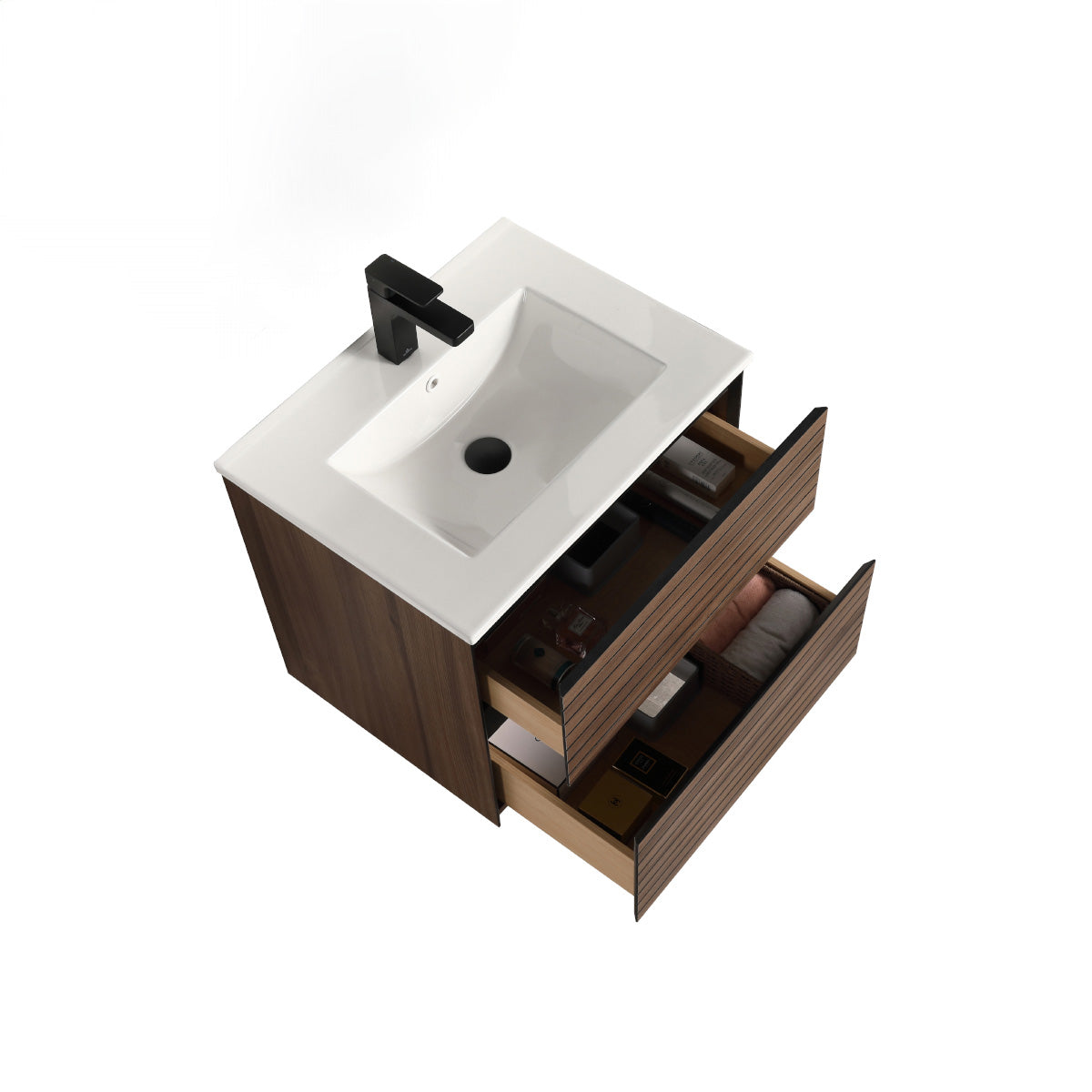 Annecy Dark Walnut Strip 24″ Vanity with Acrylic Top-Mount Basin