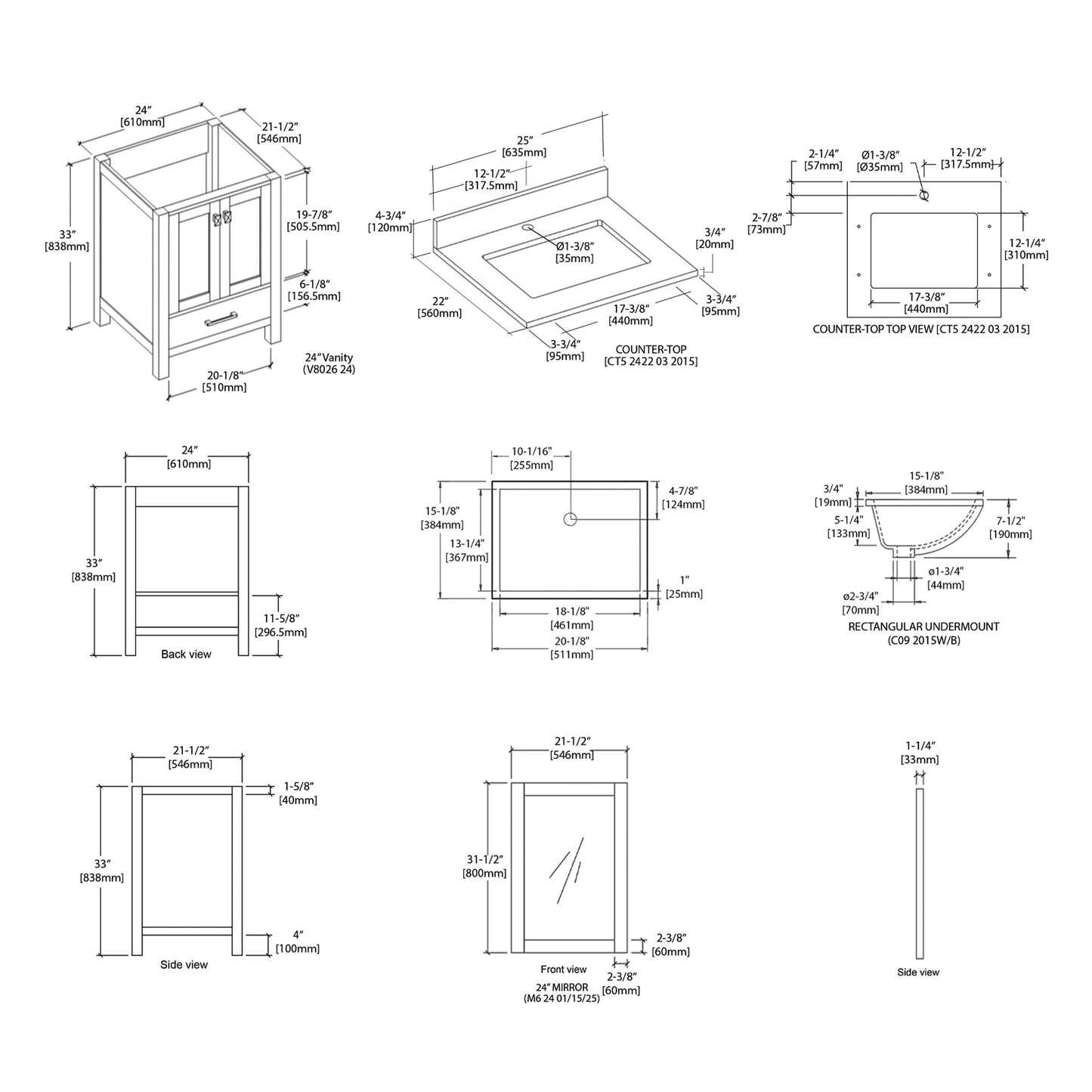Geneva 24″ Matte White Vanity