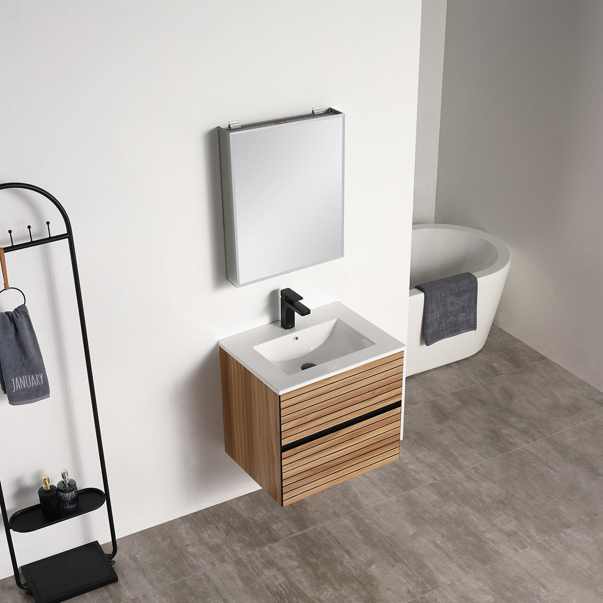 Annecy Maple Strip 24″ Vanity with Ceramic Top-Mount Basin