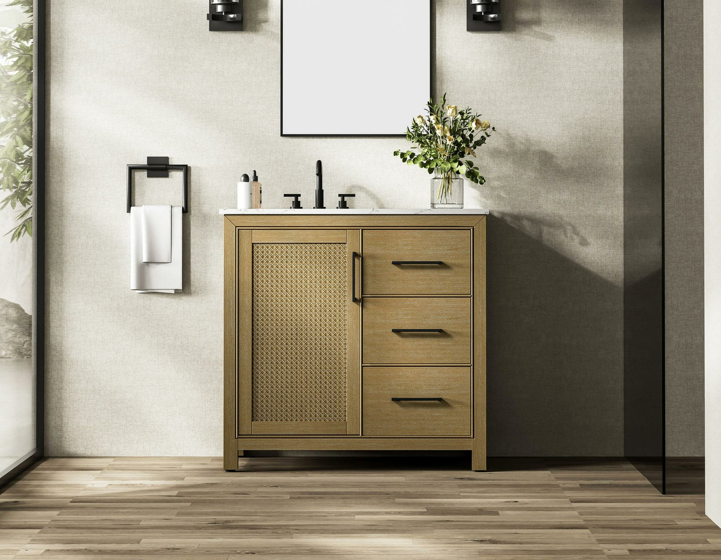 36 Inch Single Bathroom Vanity In Linen Oak VF29536LO