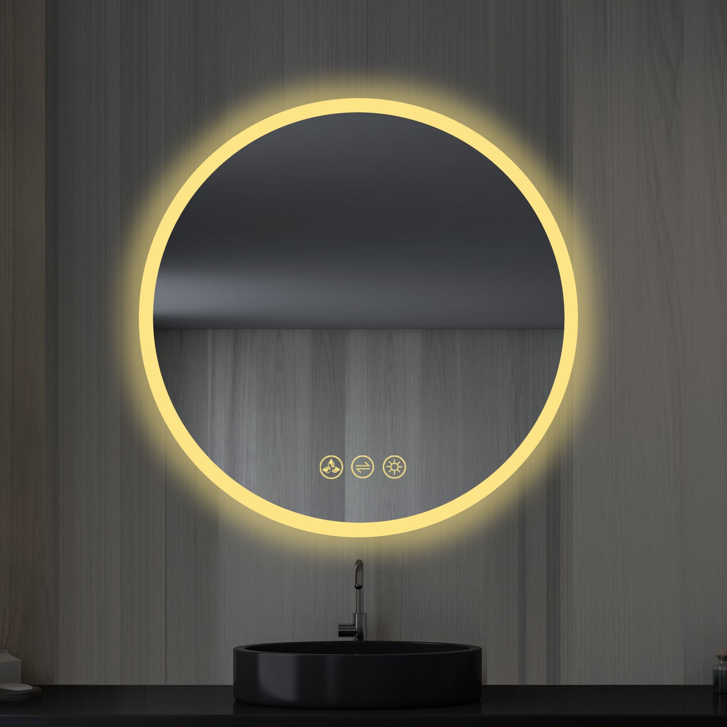 Orion - Round LED Mirror Frosted Side