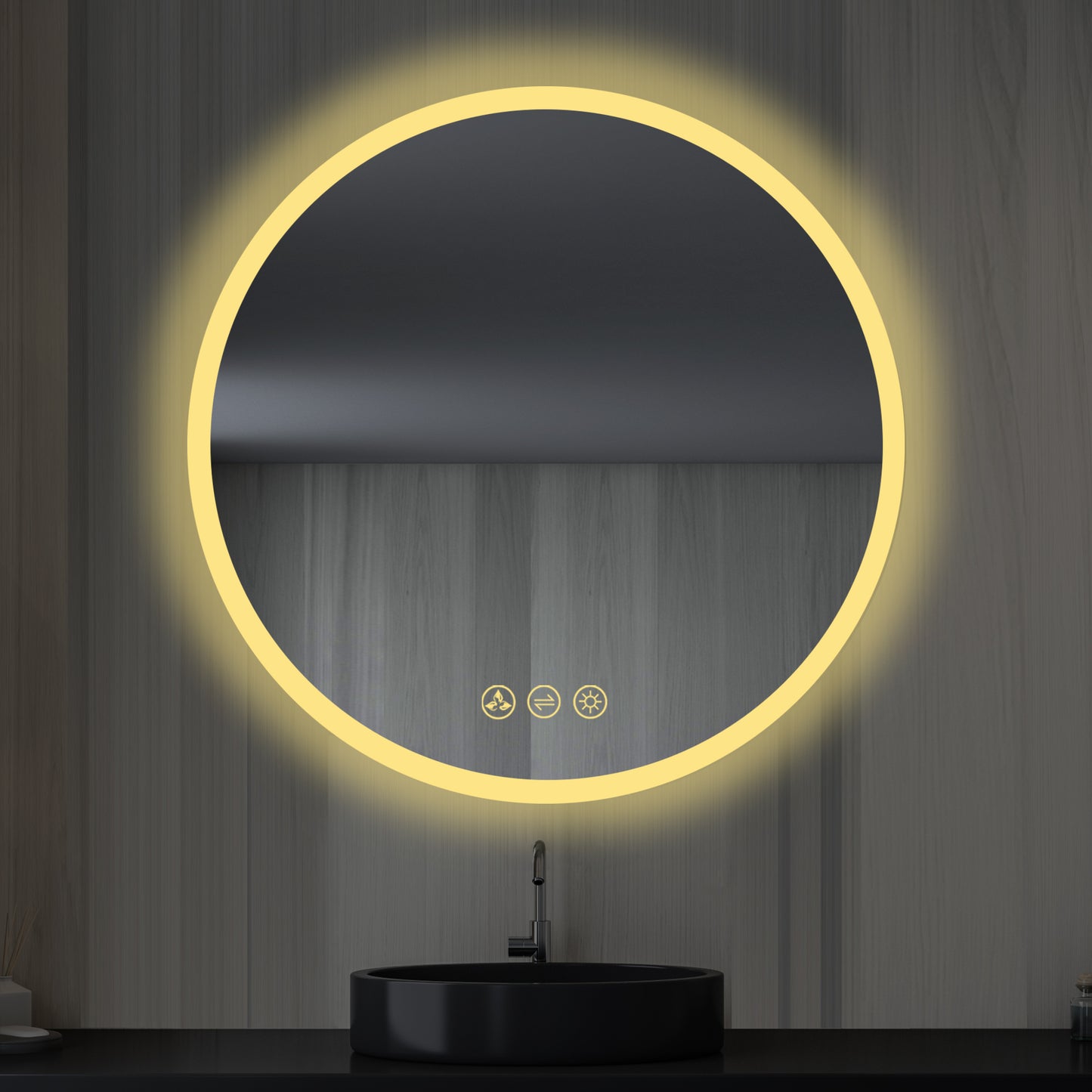Orion - Round LED Mirror Frosted Side