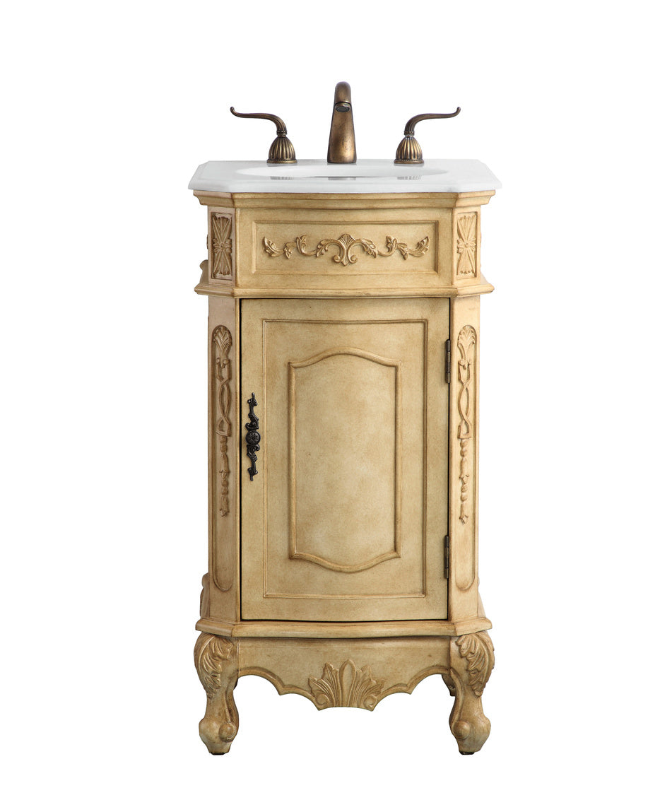 19 inch Single Bathroom vanity in Antique Beige with ivory white engineered marble