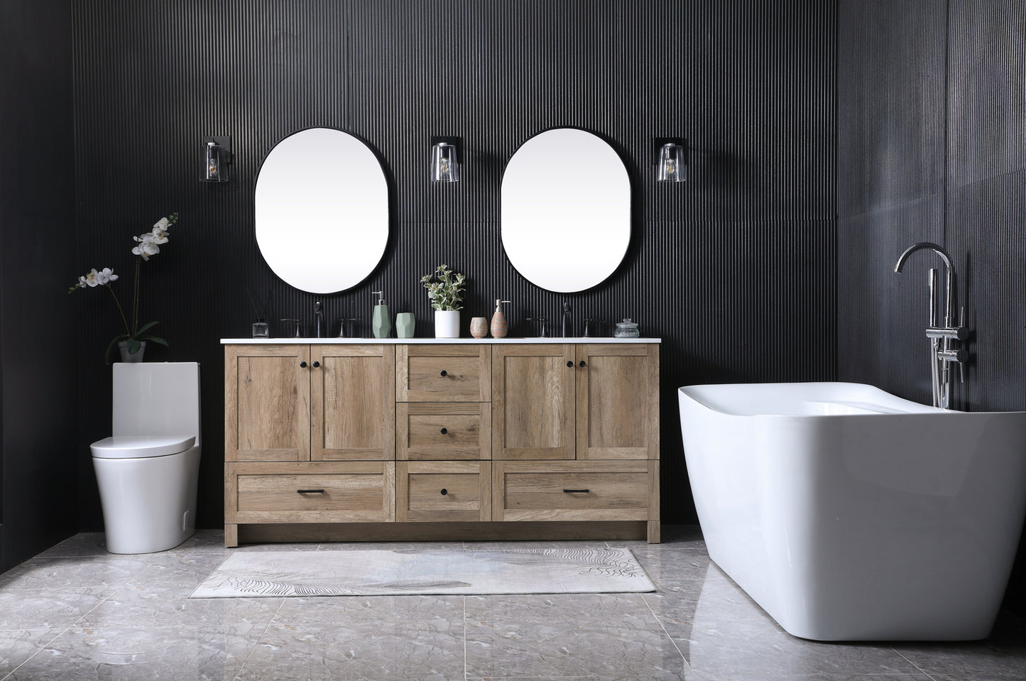 72 inch Double bathroom vanity in natural oak VF2872DNT